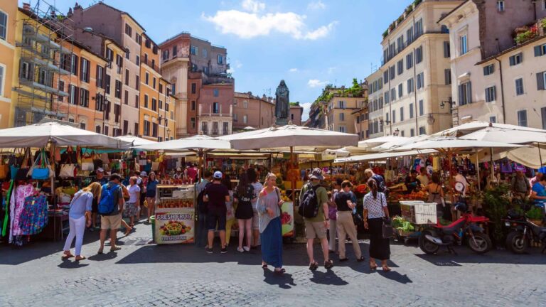 Market on the Campo de Fiori in Rome, Italy