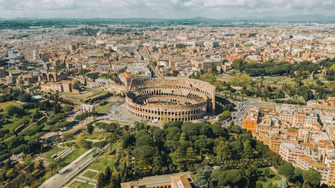 aerial view of the colosseum