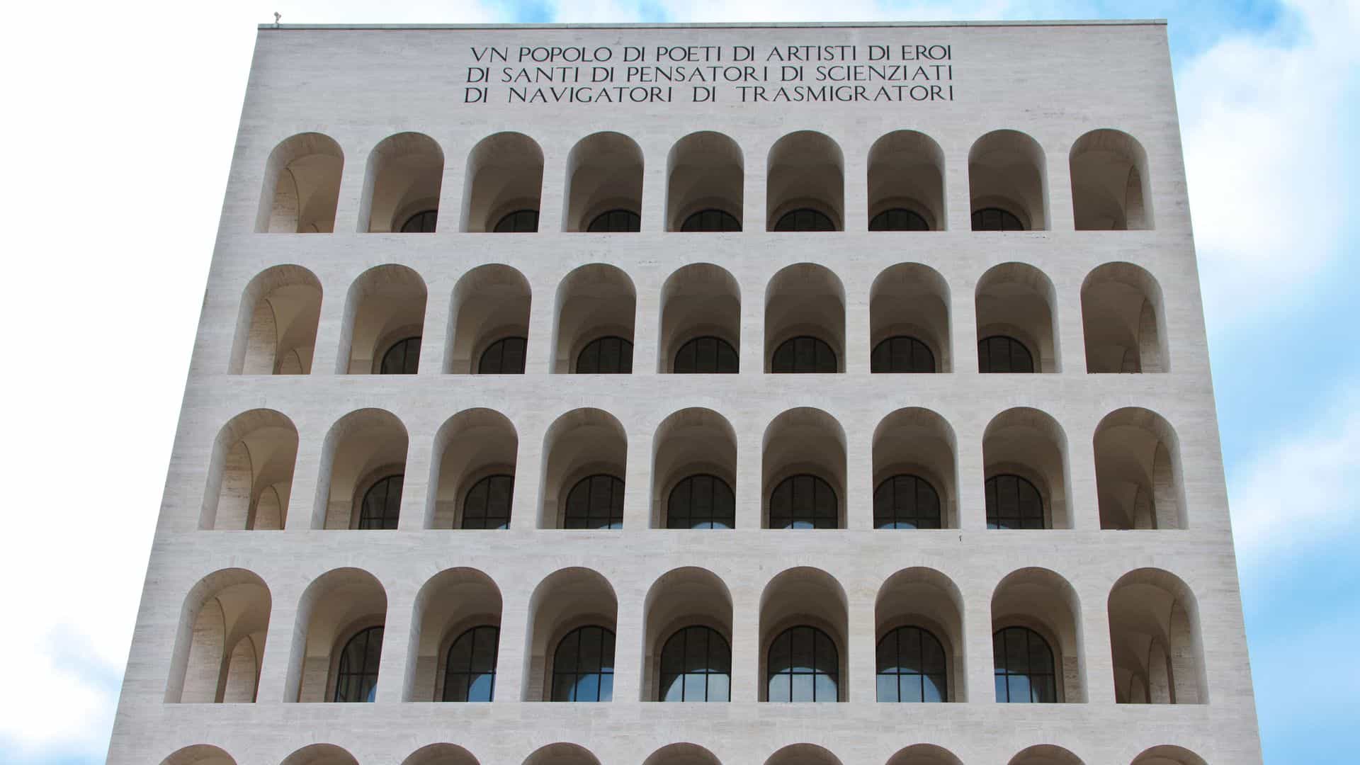 The Facade of the Palace of the Italian Civilization in EUR, Rome.