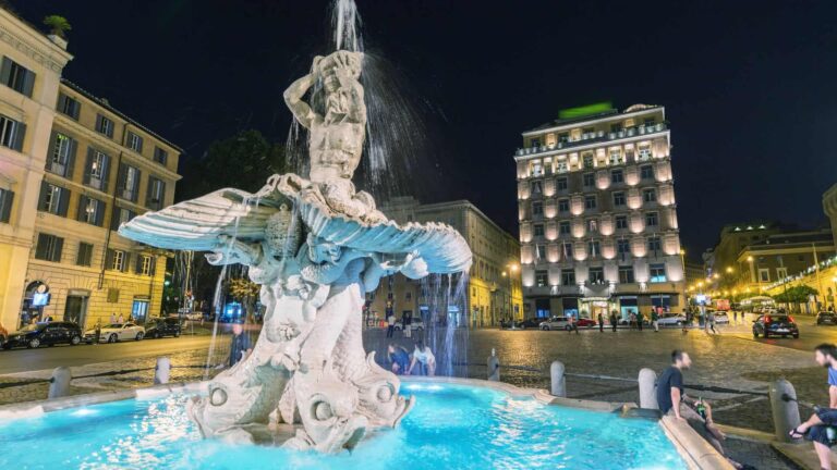 The Triton Fountain at Piazza Barberini in Rome