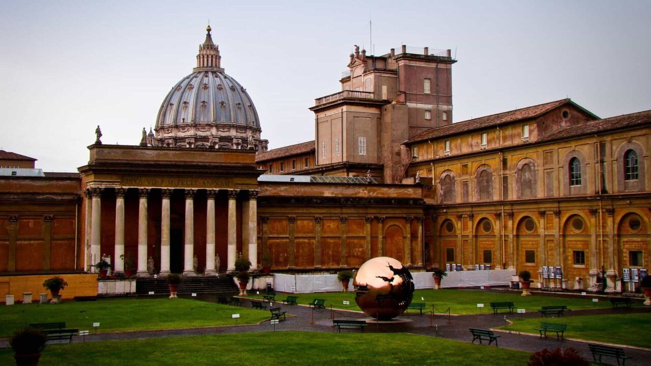 Vatican Musuems dome building and gardens in Rome